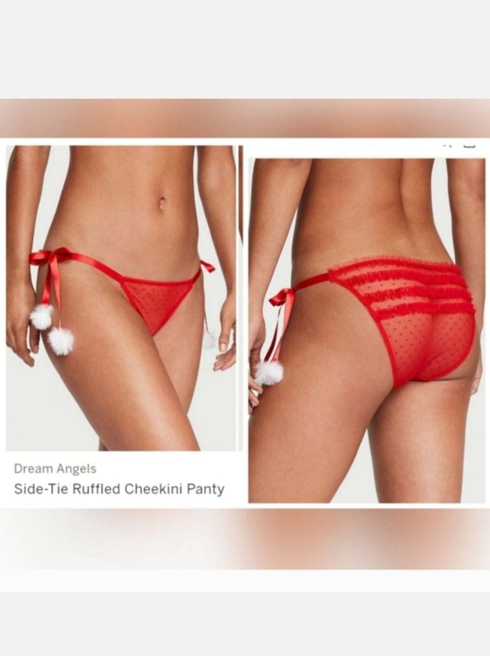 Victoria's secret dream Angel's side-tie ruffled sexy cheekini panty XL